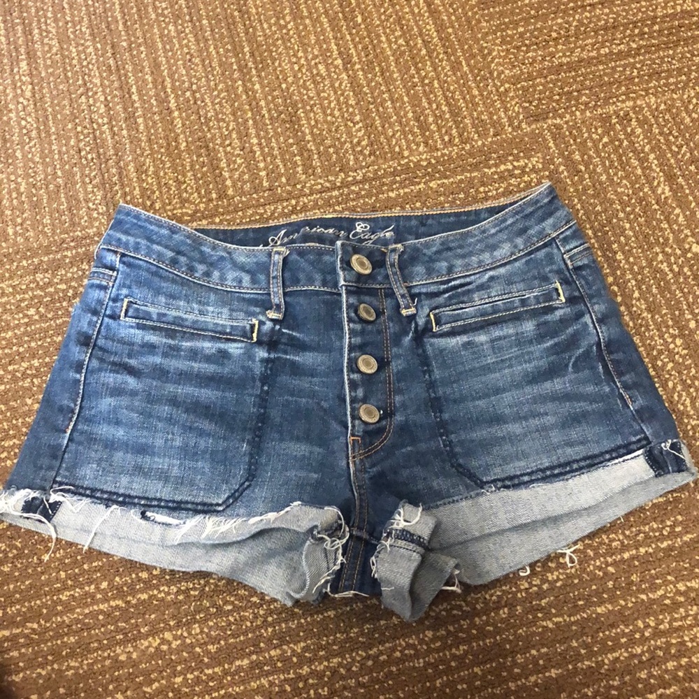 American Eagle high waisted button-up Jean shorts
